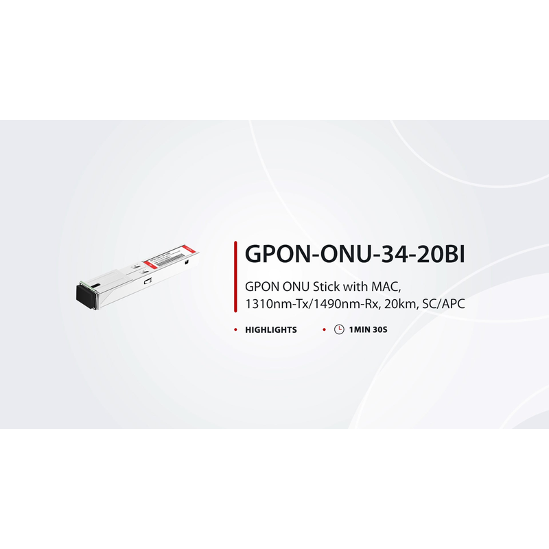 SFPS GPON ONU Stick with MAC SFP 1310nm-TX/1490nm-RX 1.244G-TX/2.488G-RX Class B+ 20km DOM Simplex SC/APC SMF Optical Transceiver Module (Industrial) SFPS