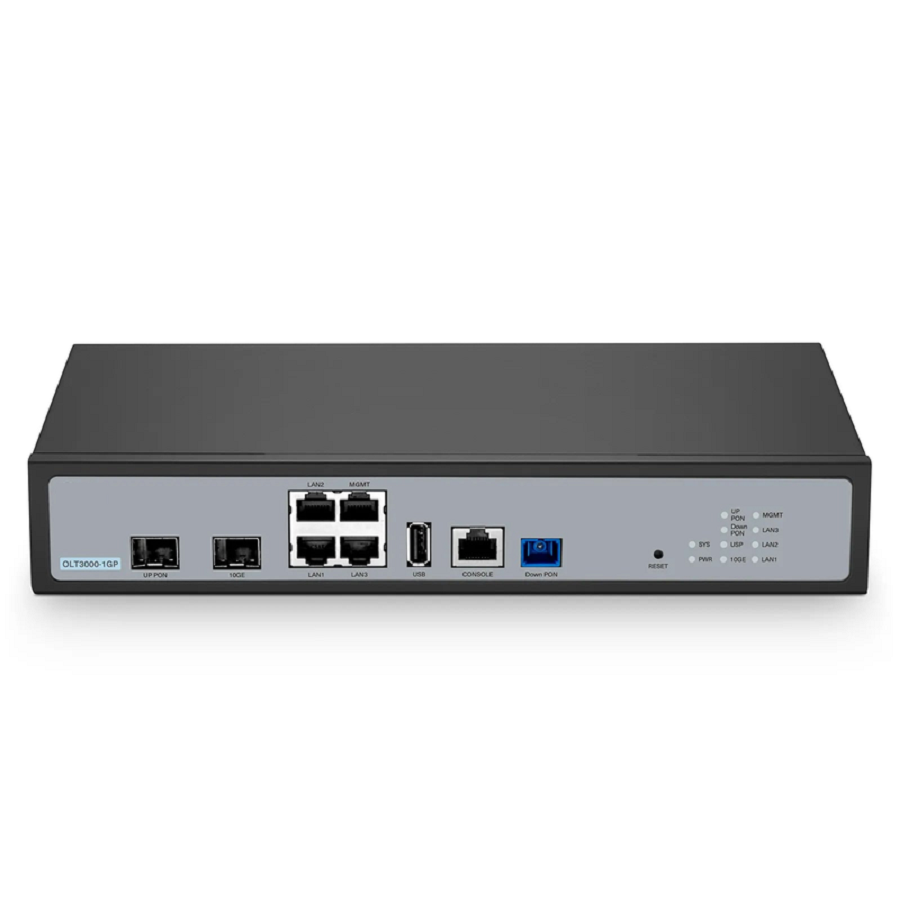 SFPS OLT3000-1GP, Single-Port Mini GPON OLT with 1x 10G SFP+, 1x GPON/XG(S)PON Uplink Ports, 4x GE Downlink Ports, AC/DC Power Supply SFPS