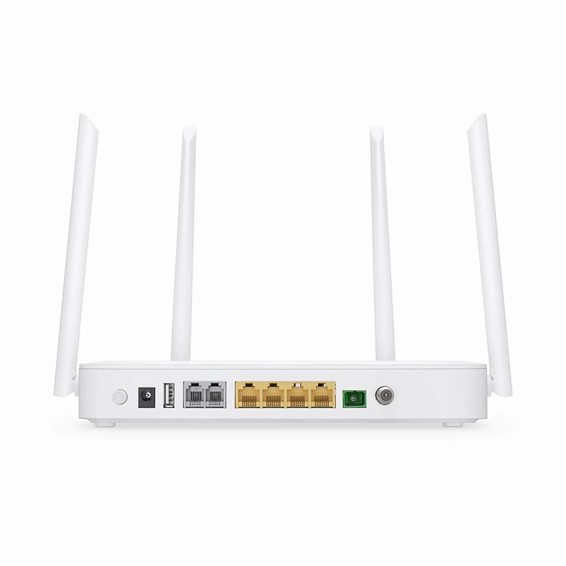 SFPS TA1910-4GVC-W, XPON (GPON + EPON) HGU ONU with 1 x PON, 4 x GE, 2 x POTS, 1 x RF, 1 x USB, and 4 x External Dual Band Antennas (1200M WiFi 4/5) SFPS
