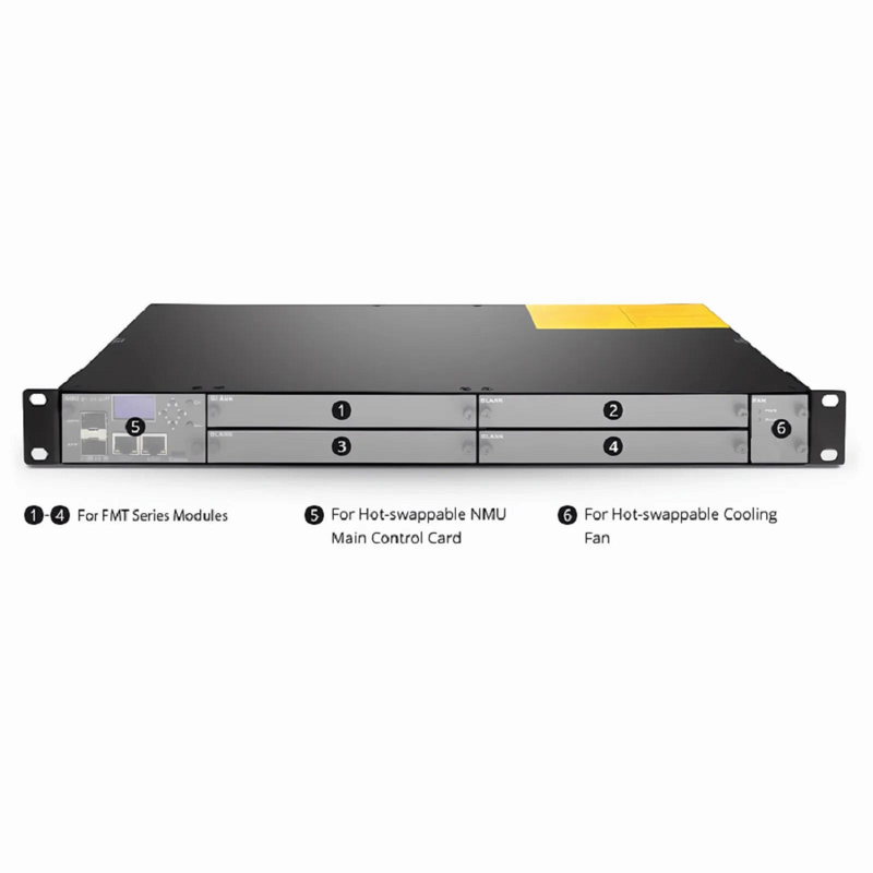 SFPS FMT04-CH1U, 4 Slots 1U Managed Chassis Unloaded Platform, Redundant AC PSUs, Support SNMP Network Management SFPS