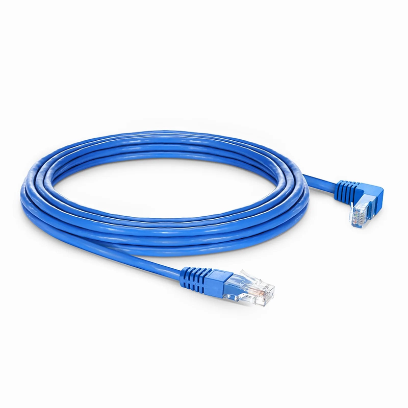 SFPS 25ft (7.6m) 90 Degree Cat6 26AWG Snagless Unshielded (U/UTP) PVC CM Ethernet Network Patch Cable, RJ45 Right Angle Down Male to RJ45 Male, Blue SFPS