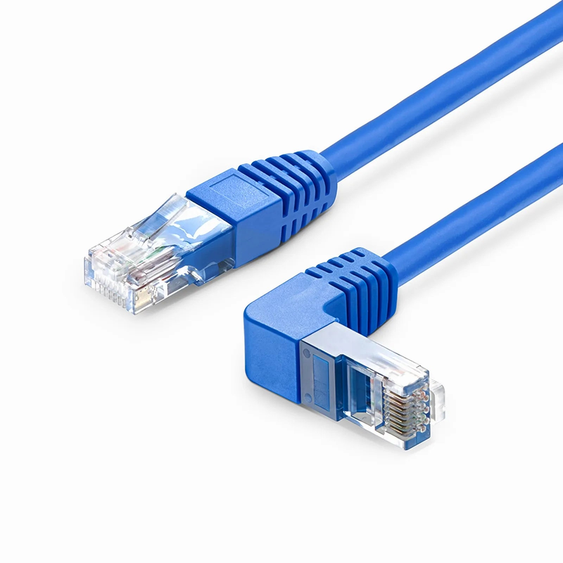 SFPS 15ft (4.6m) 90 Degree Cat6 26AWG Snagless Unshielded (U/UTP) PVC CM Ethernet Network Patch Cable, RJ45 Right Angle Down Male to RJ45 Male, Blue SFPS
