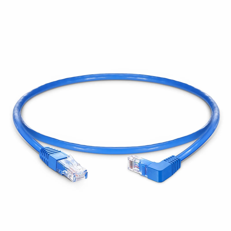 SFPS 1ft (0.3m) 90 Degree Cat6 26AWG Snagless Unshielded (U/UTP) PVC CM Ethernet Network Patch Cable, RJ45 Right Angle Down Male to RJ45 Male, Blue SFPS
