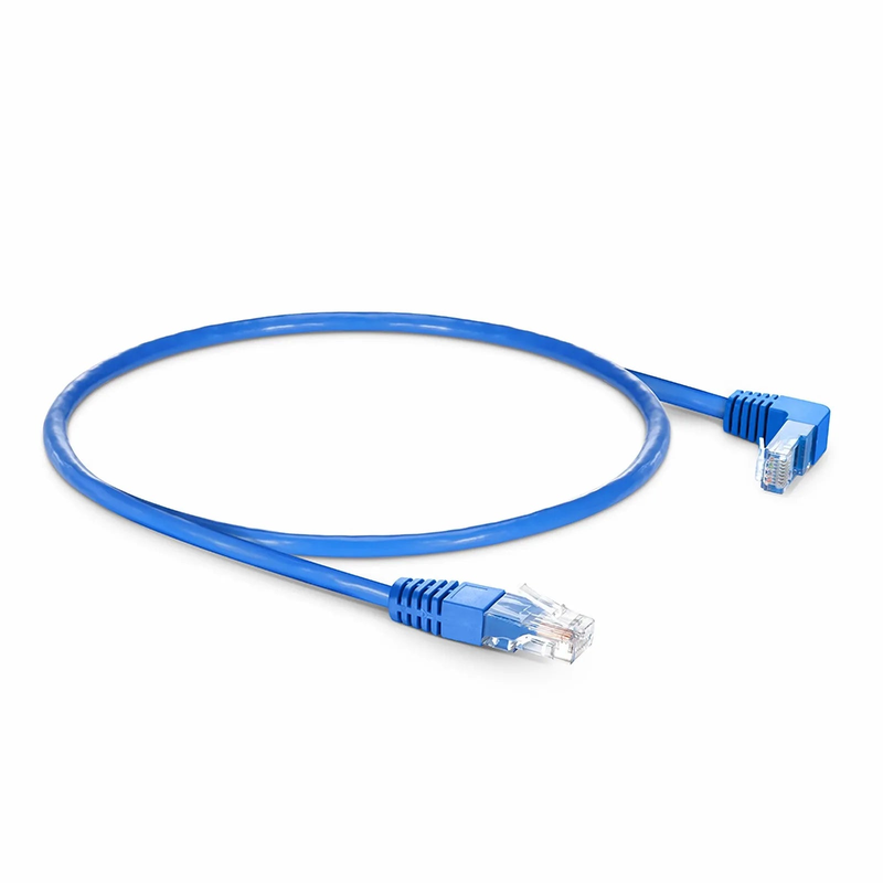 SFPS 1ft (0.3m) 90 Degree Cat6 26AWG Snagless Unshielded (U/UTP) PVC CM Ethernet Network Patch Cable, RJ45 Right Angle Down Male to RJ45 Male, Blue SFPS