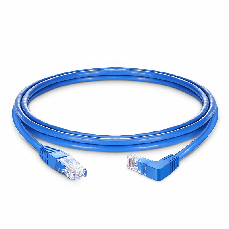 SFPS 10ft (3m) 90 Degree Cat6 26AWG Snagless Unshielded (U/UTP) PVC CM Ethernet Network Patch Cable, RJ45 Right Angle Down Male to RJ45 Male, Blue SFPS