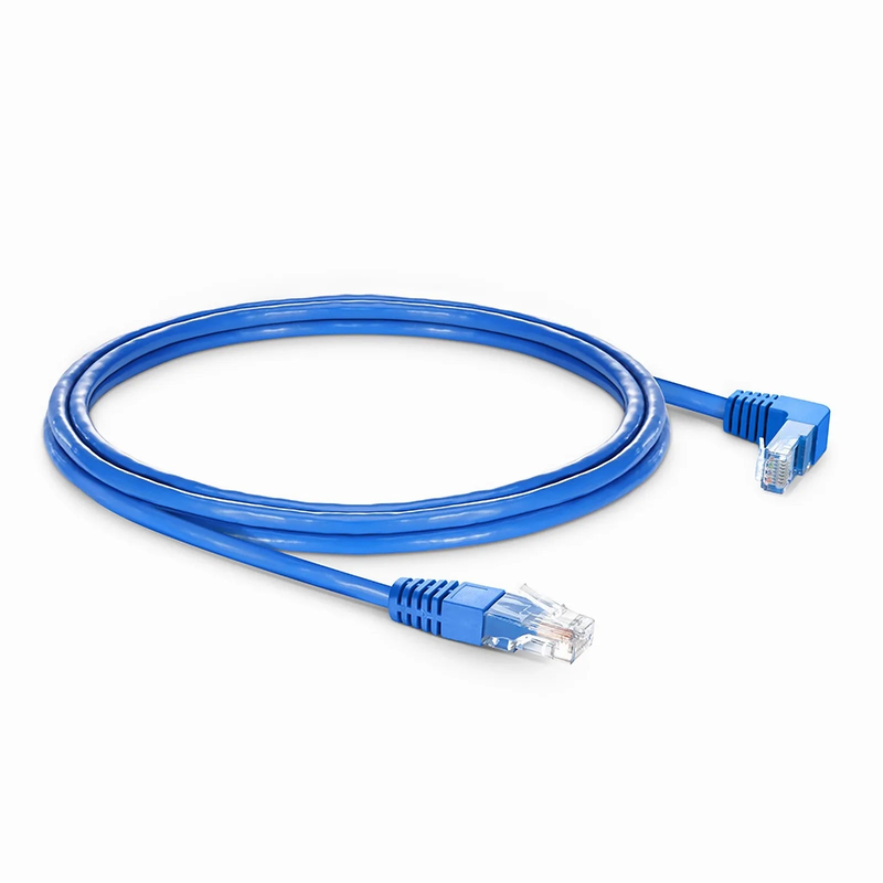 SFPS 10ft (3m) 90 Degree Cat6 26AWG Snagless Unshielded (U/UTP) PVC CM Ethernet Network Patch Cable, RJ45 Right Angle Down Male to RJ45 Male, Blue SFPS