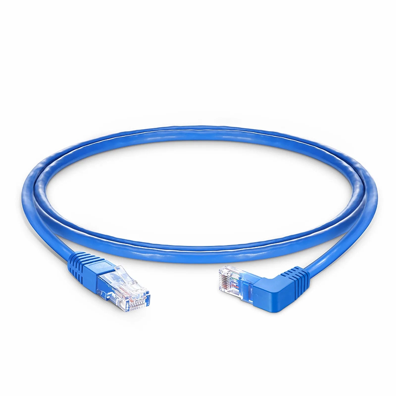 SFPS 3ft (0.9m) 90 Degree Cat6 26AWG Snagless Unshielded (U/UTP) PVC CM Ethernet Network Patch Cable, RJ45 Right Angle Down Male to RJ45 Male, Blue SFPS