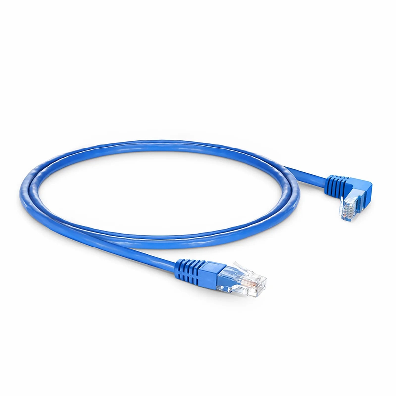 SFPS 3ft (0.9m) 90 Degree Cat6 26AWG Snagless Unshielded (U/UTP) PVC CM Ethernet Network Patch Cable, RJ45 Right Angle Down Male to RJ45 Male, Blue SFPS