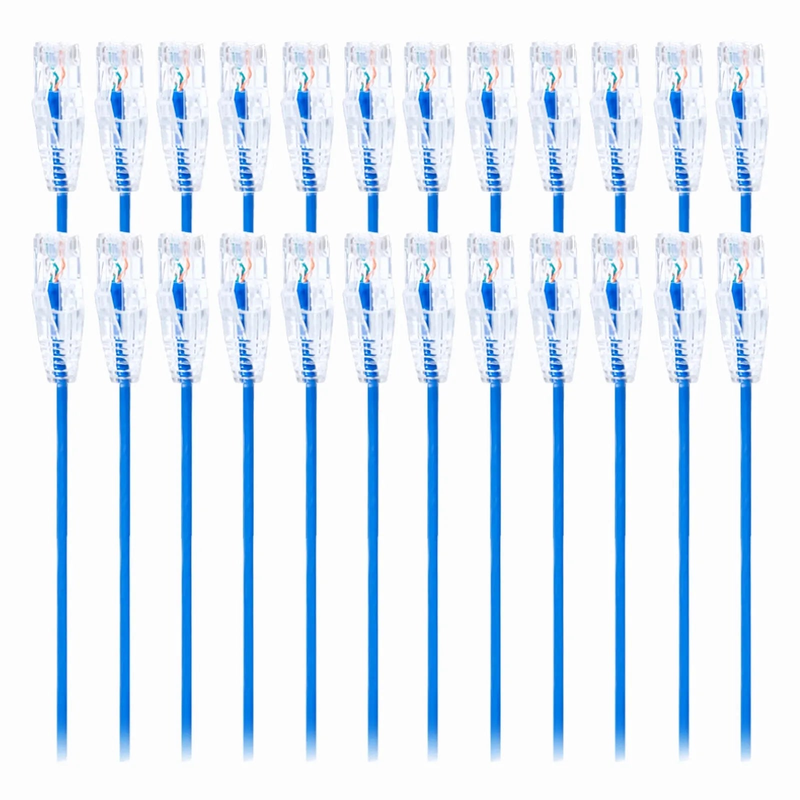 SFPS 7ft (2.1m) Cat6 Snagless Unshielded (U/UTP) PVC CM Small Diameter High-Flex Ethernet Network Patch Cable, Blue, (24pcs/pack) SFPS