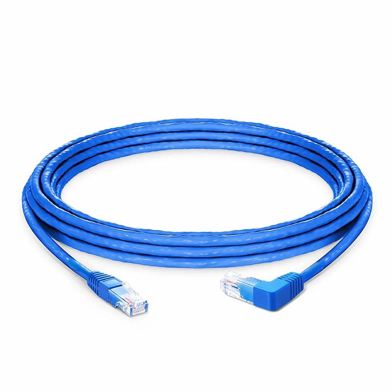 SFPS 15ft (4.6m) 90 Degree Cat6 26AWG Snagless Unshielded (U/UTP) PVC CM Ethernet Network Patch Cable, RJ45 Right Angle UP Male to RJ45 Male, Blue SFPS
