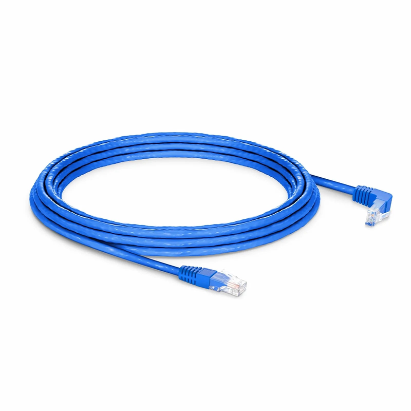 SFPS 15ft (4.6m) 90 Degree Cat6 26AWG Snagless Unshielded (U/UTP) PVC CM Ethernet Network Patch Cable, RJ45 Right Angle UP Male to RJ45 Male, Blue SFPS