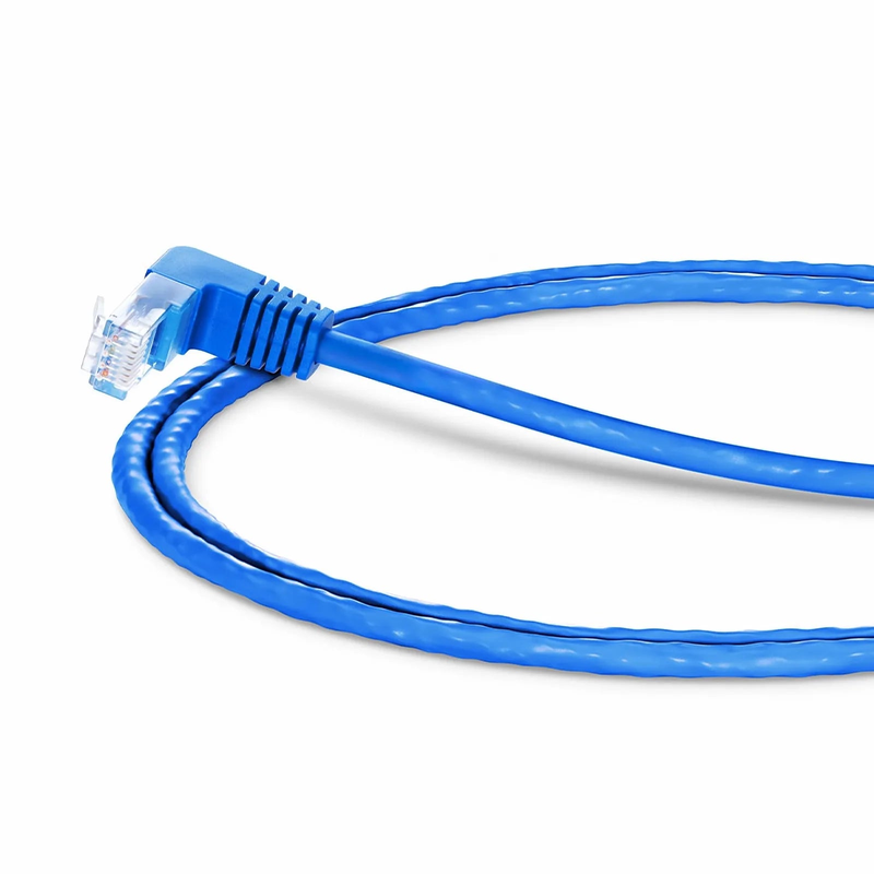 SFPS 3ft (0.9m) 90 Degree Cat6 26AWG Snagless Unshielded (U/UTP) PVC CM Ethernet Network Patch Cable, RJ45 Right Angle UP Male to RJ45 Male, Blue SFPS