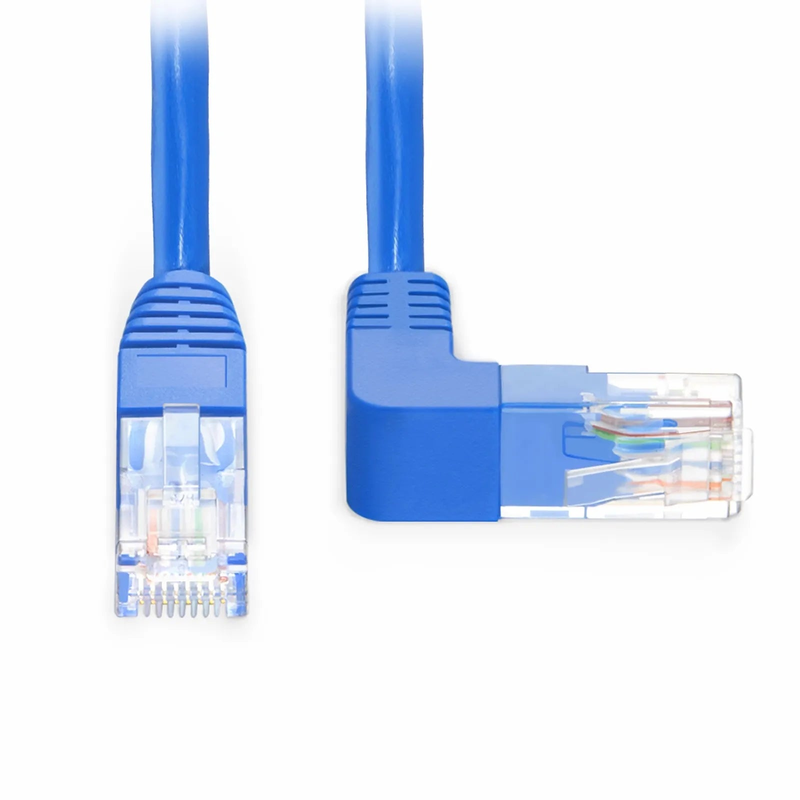 SFPS 3ft (0.9m) 90 Degree Cat6 26AWG Snagless Unshielded (U/UTP) PVC CM Ethernet Network Patch Cable, RJ45 Right Angle UP Male to RJ45 Male, Blue SFPS
