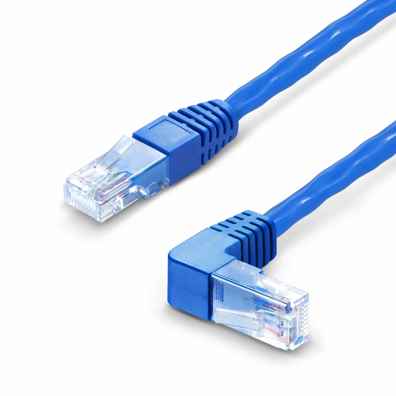 SFPS 3ft (0.9m) 90 Degree Cat6 26AWG Snagless Unshielded (U/UTP) PVC CM Ethernet Network Patch Cable, RJ45 Right Angle UP Male to RJ45 Male, Blue SFPS