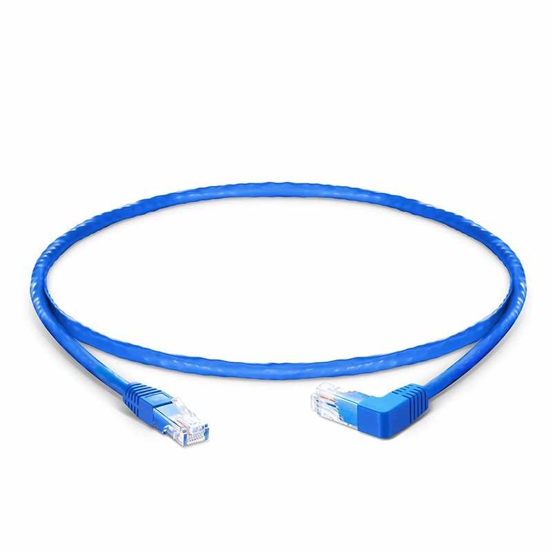 SFPS 1ft (0.3m) 90 Degree Cat6 26AWG Snagless Unshielded (U/UTP) PVC CM Ethernet Network Patch Cable, RJ45 Right Angle UP Male to RJ45 Male, Blue SFPS