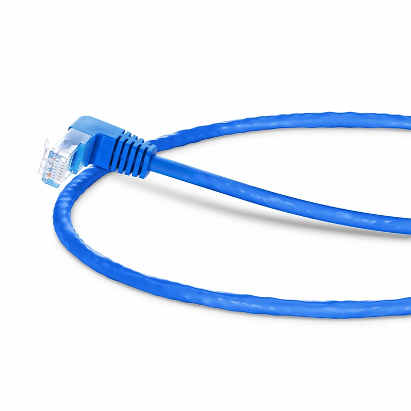 SFPS 1ft (0.3m) 90 Degree Cat6 26AWG Snagless Unshielded (U/UTP) PVC CM Ethernet Network Patch Cable, RJ45 Right Angle UP Male to RJ45 Male, Blue SFPS