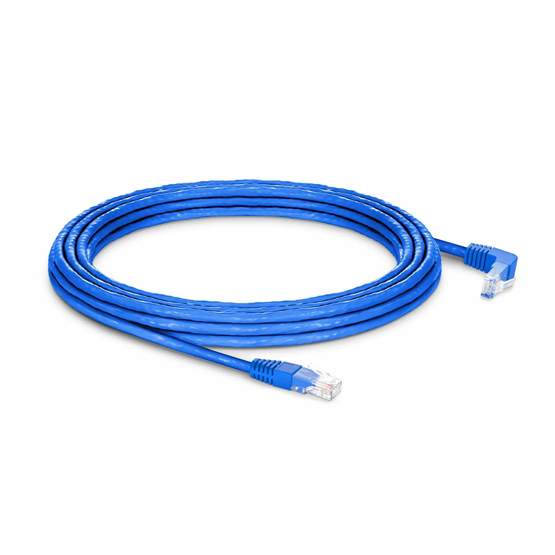SFPS 25ft (7.6m) 90 Degree Cat6 26AWG Snagless Unshielded (U/UTP) PVC CM Ethernet Network Patch Cable, RJ45 Right Angle UP Male to RJ45 Male, Blue SFPS