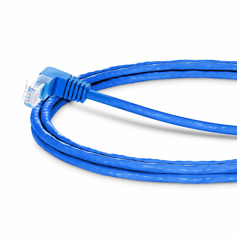 SFPS 5ft (1.5m) 90 Degree Cat6 26AWG Snagless Unshielded (U/UTP) PVC CM Ethernet Network Patch Cable, RJ45 Right Angle UP Male to RJ45 Male, Blue SFPS