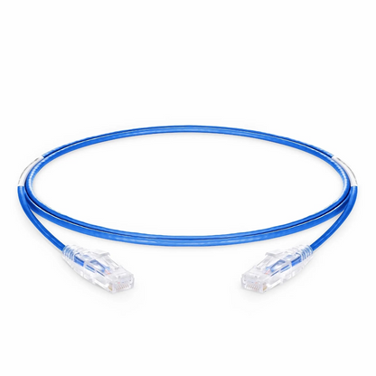 SFPS 8ft (2.4m) Cat6a 28AWG Snagless Unshielded (U/UTP) CM/LSZH Small Diameter High-Flex Ethernet Network Patch Cable, Blue SFPS