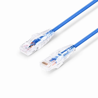 SFPS 30ft (9.1m) Cat6a 28AWG Snagless Unshielded (U/UTP) CM/LSZH Small Diameter High-Flex Ethernet Network Patch Cable, Blue SFPS