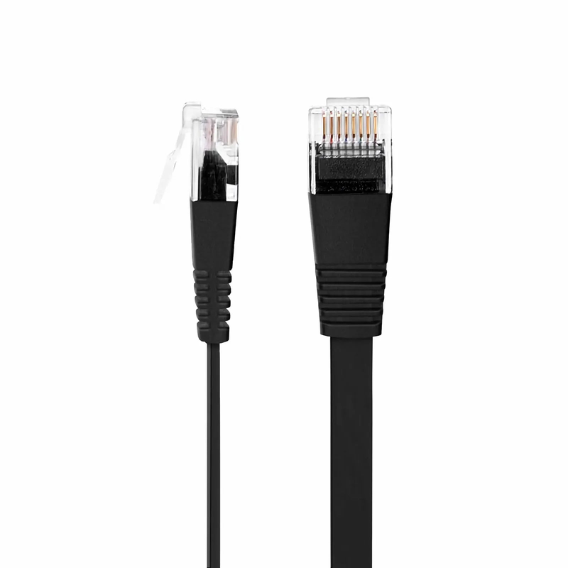 SFPS 3ft (0.9m) Flat Cat6 32AWG Snagless Unshielded (U/UTP) PVC Ethernet Network Patch Cable, Black SFPS
