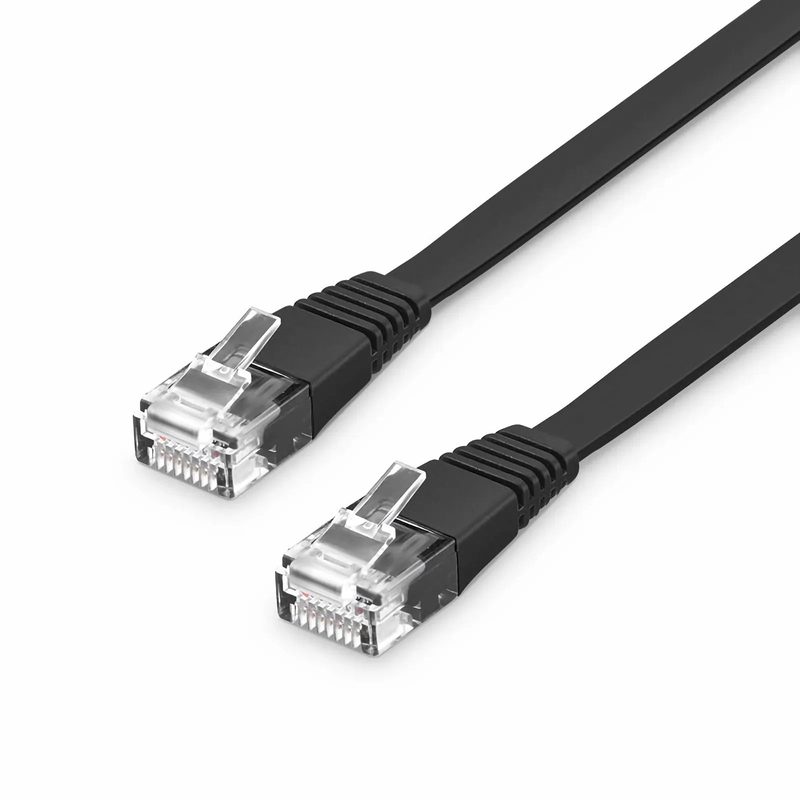 SFPS 3ft (0.9m) Flat Cat6 32AWG Snagless Unshielded (U/UTP) PVC Ethernet Network Patch Cable, Black SFPS