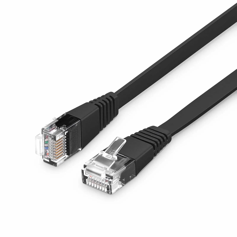 SFPS 10ft (3m) Flat Cat6 32AWG Snagless Unshielded (U/UTP) PVC Ethernet Network Patch Cable, Black SFPS