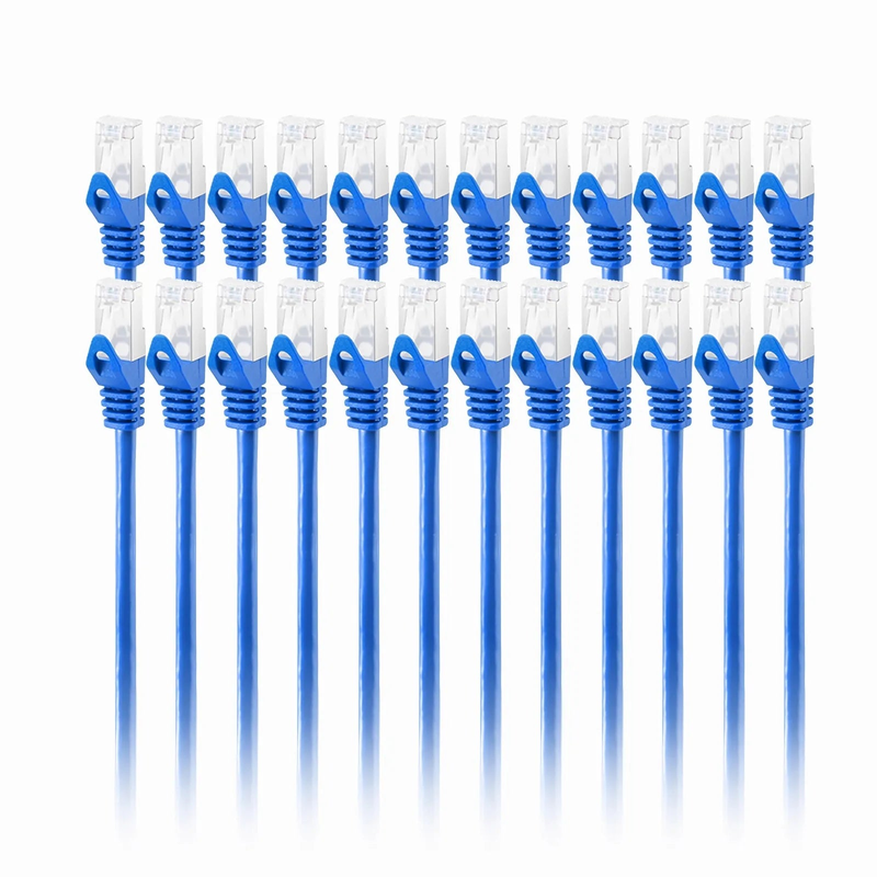 SFPS 2ft (0.6m) Cat6a 26AWG Snagless Shielded (S/FTP) PVC CM Ethernet Network Patch Cable, Blue, 24Pcs/pack SFPS