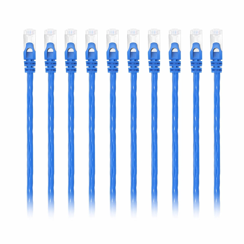 SFPS 6in (0.15m) Cat6a 26AWG Snagless Shielded (S/FTP) PVC CM Ethernet Network Patch Cable, Blue, 10Pcs/pack SFPS