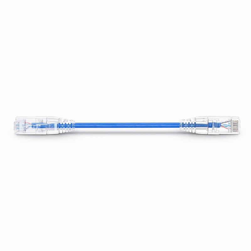 SFPS 8in (0.2m) Cat6 28AWG Snagless Unshielded (U/UTP) PVC CM Small Diameter High-Flex Ethernet Network Patch Cable, Blue SFPS