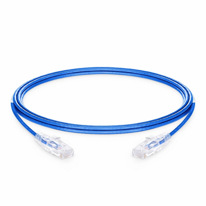 SFPS 15ft (4.6m) Cat6 28AWG Snagless Unshielded (U/UTP) PVC CM Small Diameter High-Flex Ethernet Network Patch Cable, Blue SFPS