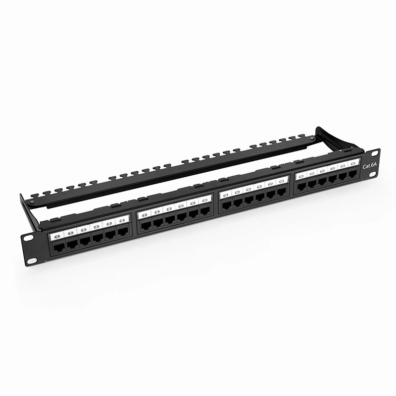 SFPS Cat6a 110-Style Unshielded Patch Panel, 24-Port, 1RU, Cable Management Bar Included SFPS
