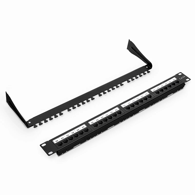 SFPS Cat6a 110-Style Unshielded Patch Panel, 24-Port, 1RU, Cable Management Bar Included SFPS
