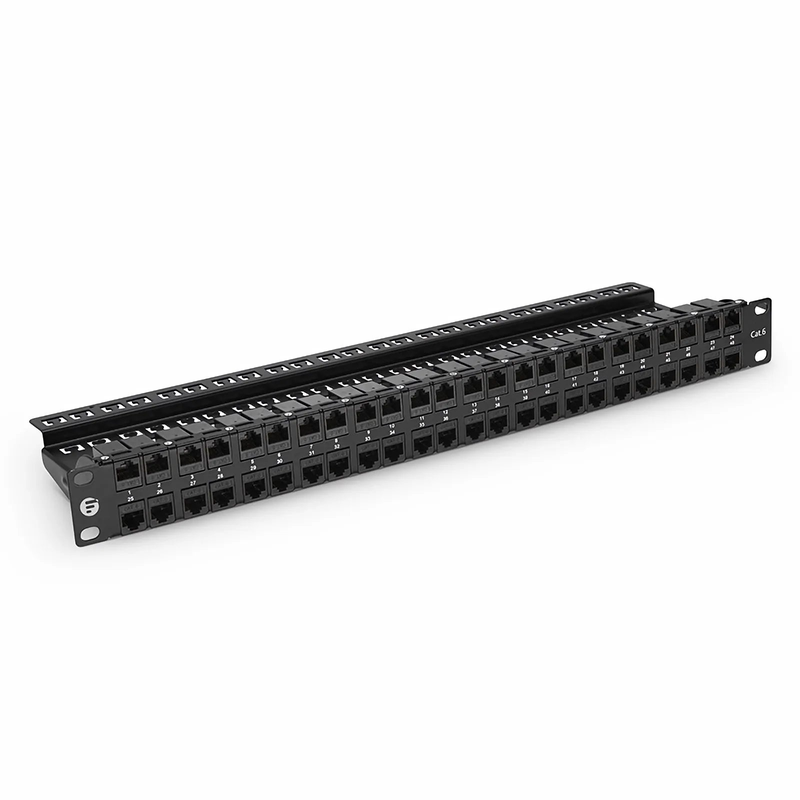 SFPS Cat6 High Density Coupler Patch Panel, 48-Port, 1RU, Cable Management Bar Included SFPS