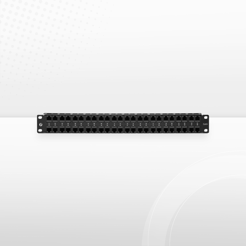 SFPS Cat6 High Density Coupler Patch Panel, 48-Port, 1RU, Cable Management Bar Included SFPS