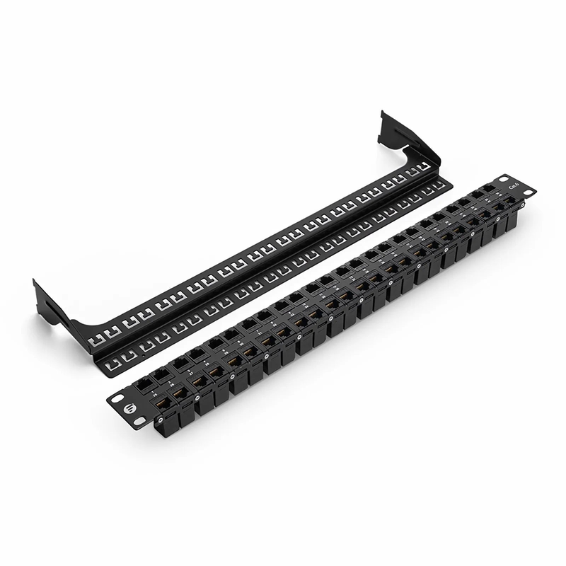 SFPS Cat6 High Density Coupler Patch Panel, 48-Port, 1RU, Cable Management Bar Included SFPS
