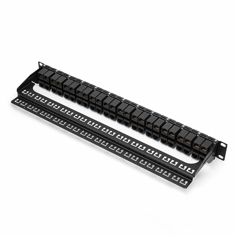 SFPS Cat6 High Density Coupler Patch Panel, 48-Port, 1RU, Cable Management Bar Included SFPS