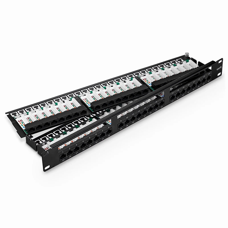 SFPS Cat6 110-Style Patch Panel, 48-Port, 1RU, Cable Management Bar Included SFPS
