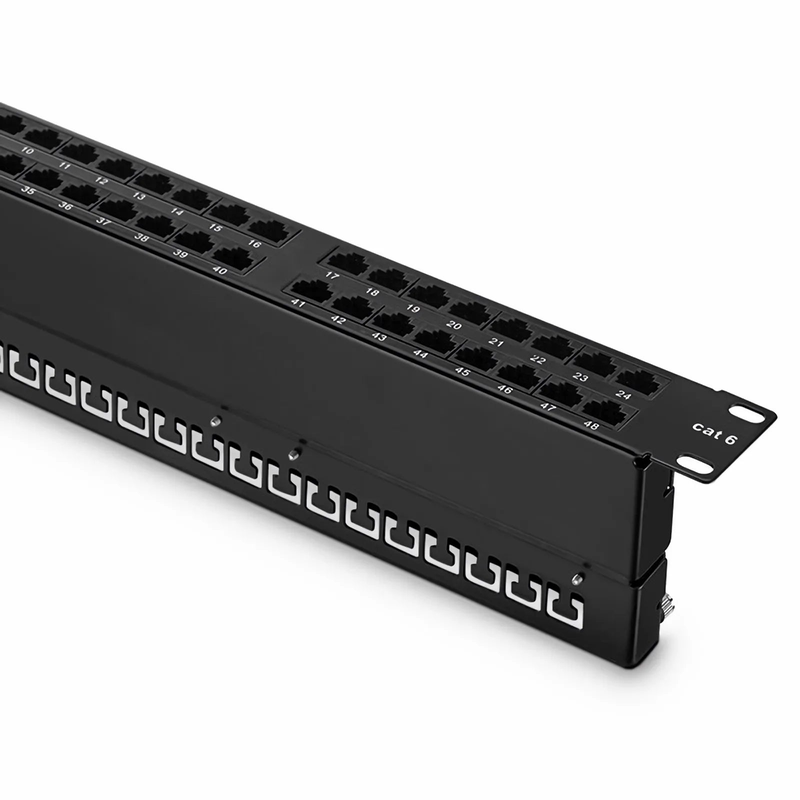 SFPS Cat6 110-Style Patch Panel, 48-Port, 1RU, Cable Management Bar Included SFPS