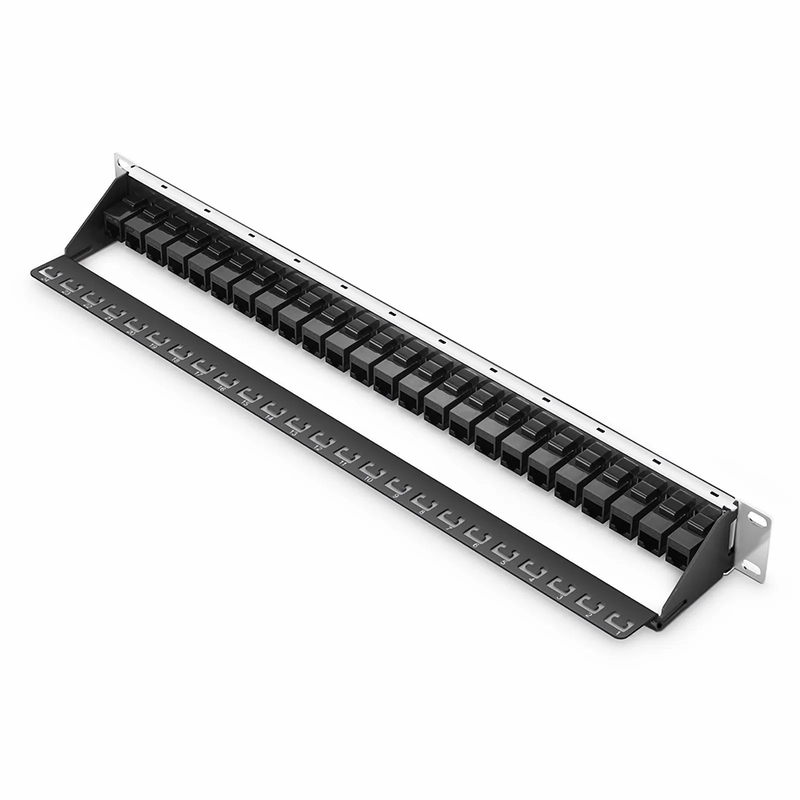 SFPS Cat5e Coupler Patch Panel, 24-Port, 1RU, Cable Management Bar Included SFPS