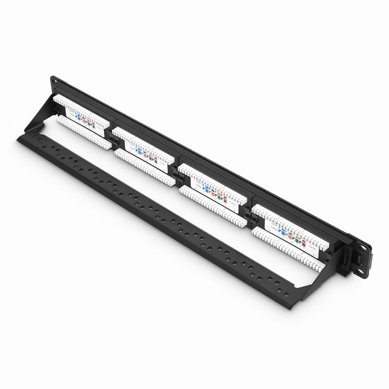 SFPS Cat5e 110-Style Patch Panel, 24-Port, 1RU, Cable Management Bar Included SFPS