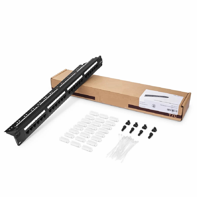SFPS Cat5e 110-Style Patch Panel, 24-Port, 1RU, Cable Management Bar Included SFPS