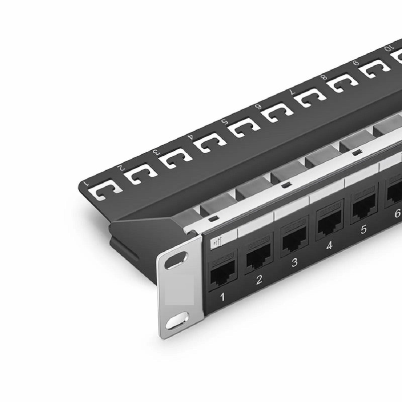SFPS Cat5e Coupler Patch Panel, 24-Port, 1RU, Cable Management Bar Included SFPS