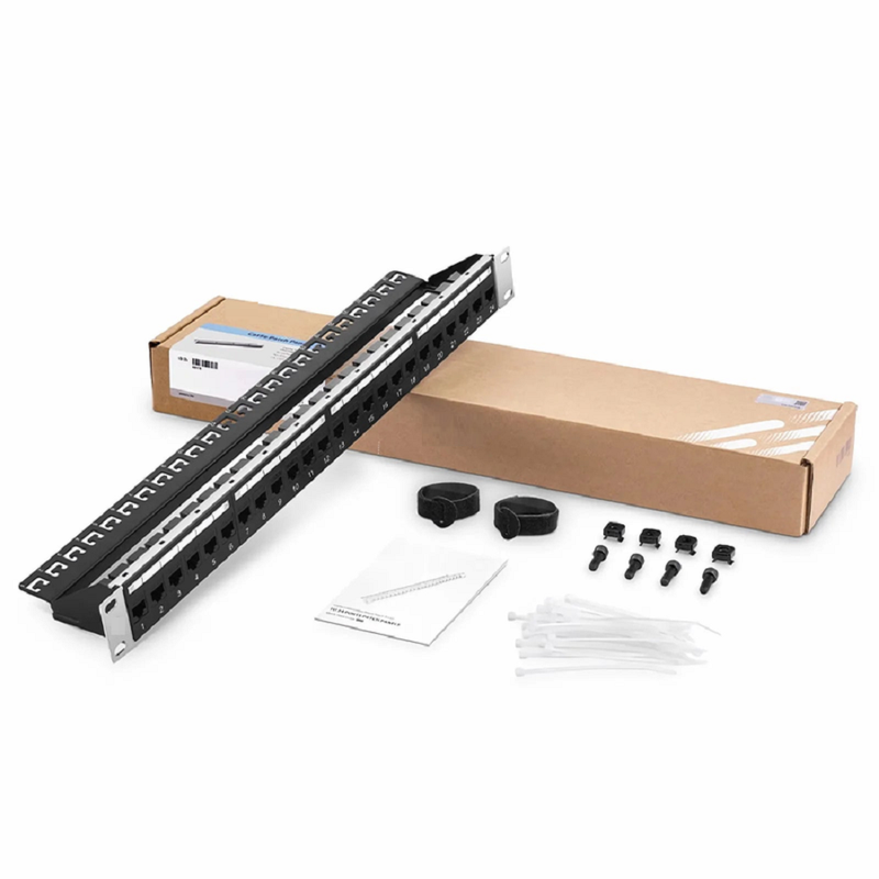 SFPS Cat5e Coupler Patch Panel, 24-Port, 1RU, Cable Management Bar Included SFPS