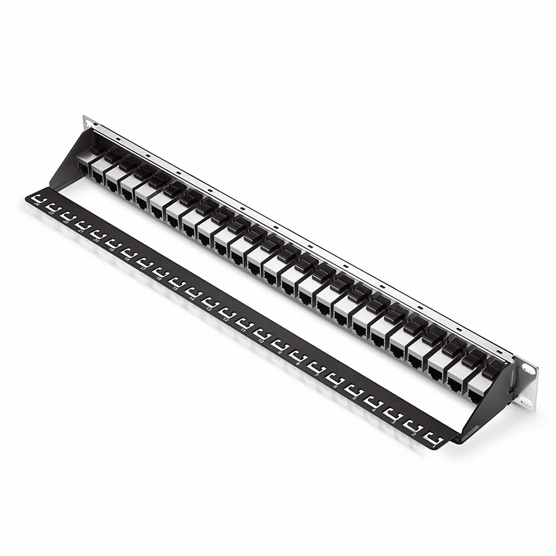 SFPS Cat5e Coupler Patch Panel, 24-Port, 1RU, Cable Management Bar Included SFPS