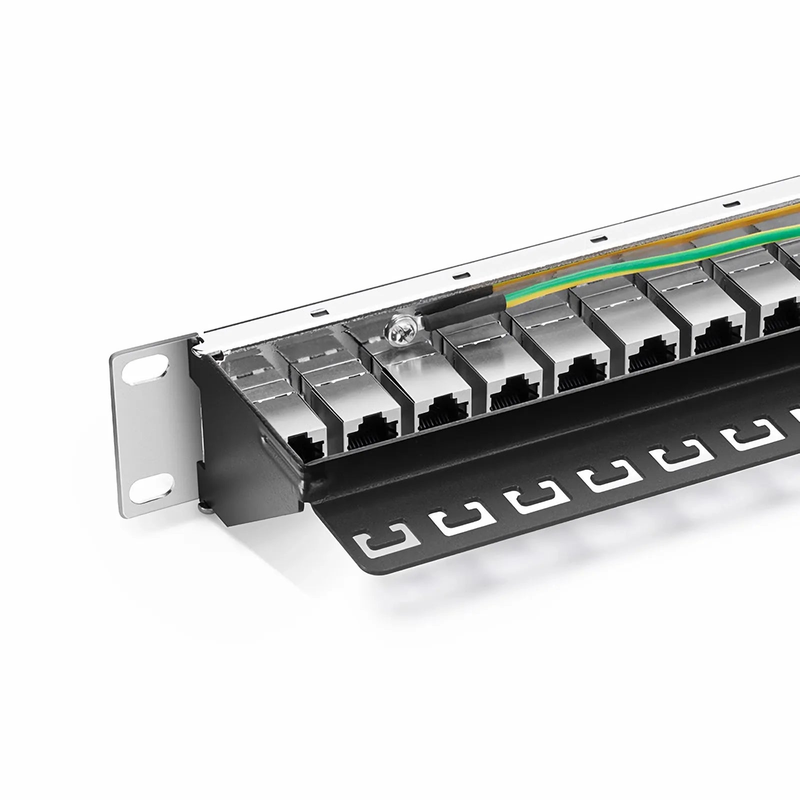 SFPS Cat5e Coupler Patch Panel, 24-Port, 1RU, Cable Management Bar Included SFPS