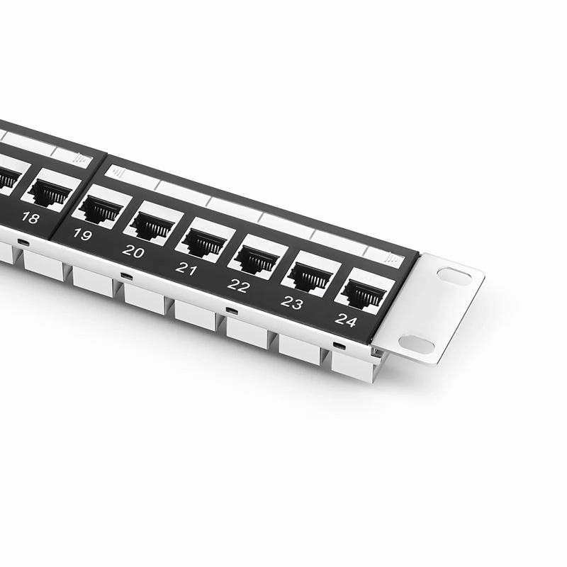 SFPS Cat5e Coupler Patch Panel, 24-Port, 1RU, Cable Management Bar Included SFPS