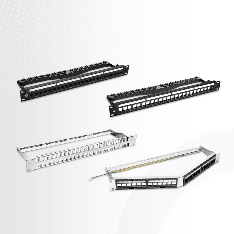 SFPS Blank Shielded/UnShielded Patch Panel for Keystone Modules, 24-Port, 1RU, Cable Management Bar Included, Black SFPS