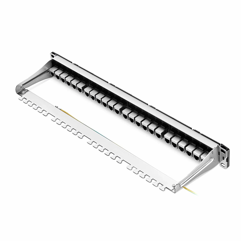 SFPS FDMP Cat6 Shielded Coupler Recessed Patch Panel, 24-Port, 1RU, Cable Management Bar Included SFPS