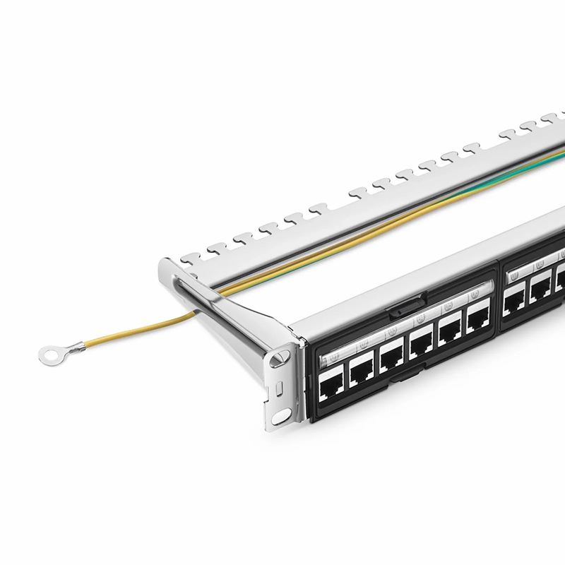 SFPS FDMP Cat6 Shielded Coupler Recessed Patch Panel, 24-Port, 1RU, Cable Management Bar Included SFPS